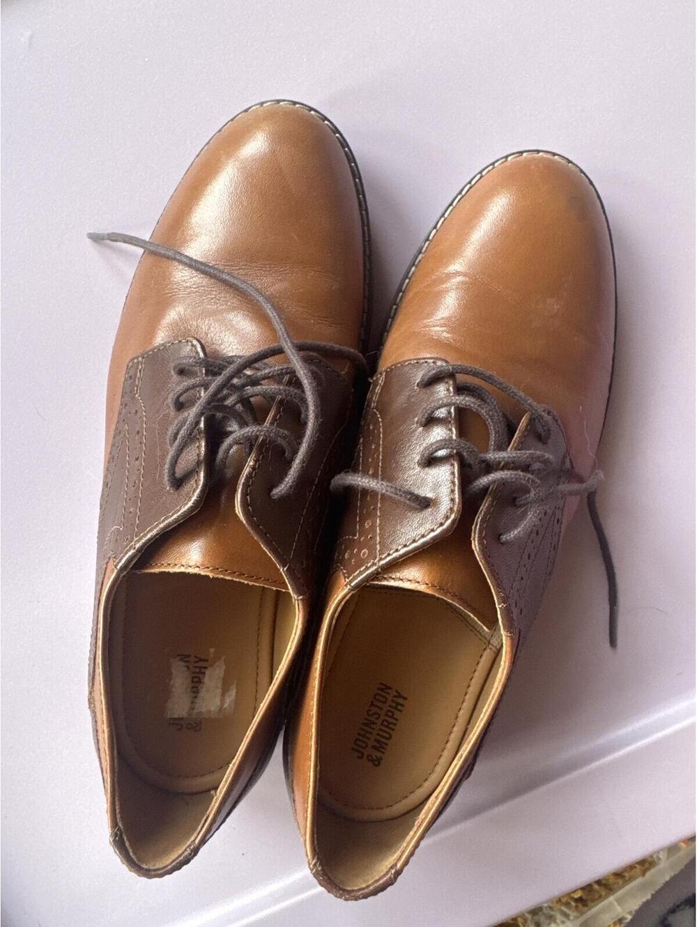 Johnston Murphy Boys Two-Tone Leather Brogue Oxford Dress Shoes Size 4M
